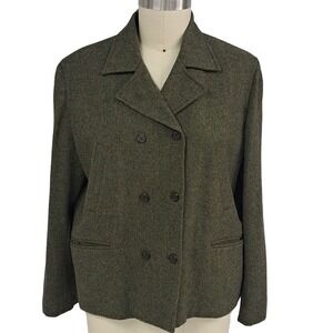 Lauren Ralph Lauren Green Label Women's Blazer Green Tweed Wool 14